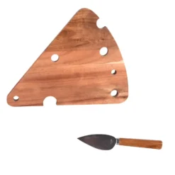 Coffret fromage plat et couteau en bois - les 2 pièces