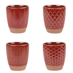 Coffret 4 gobelets en grès rouge Jaspe - 20 cl