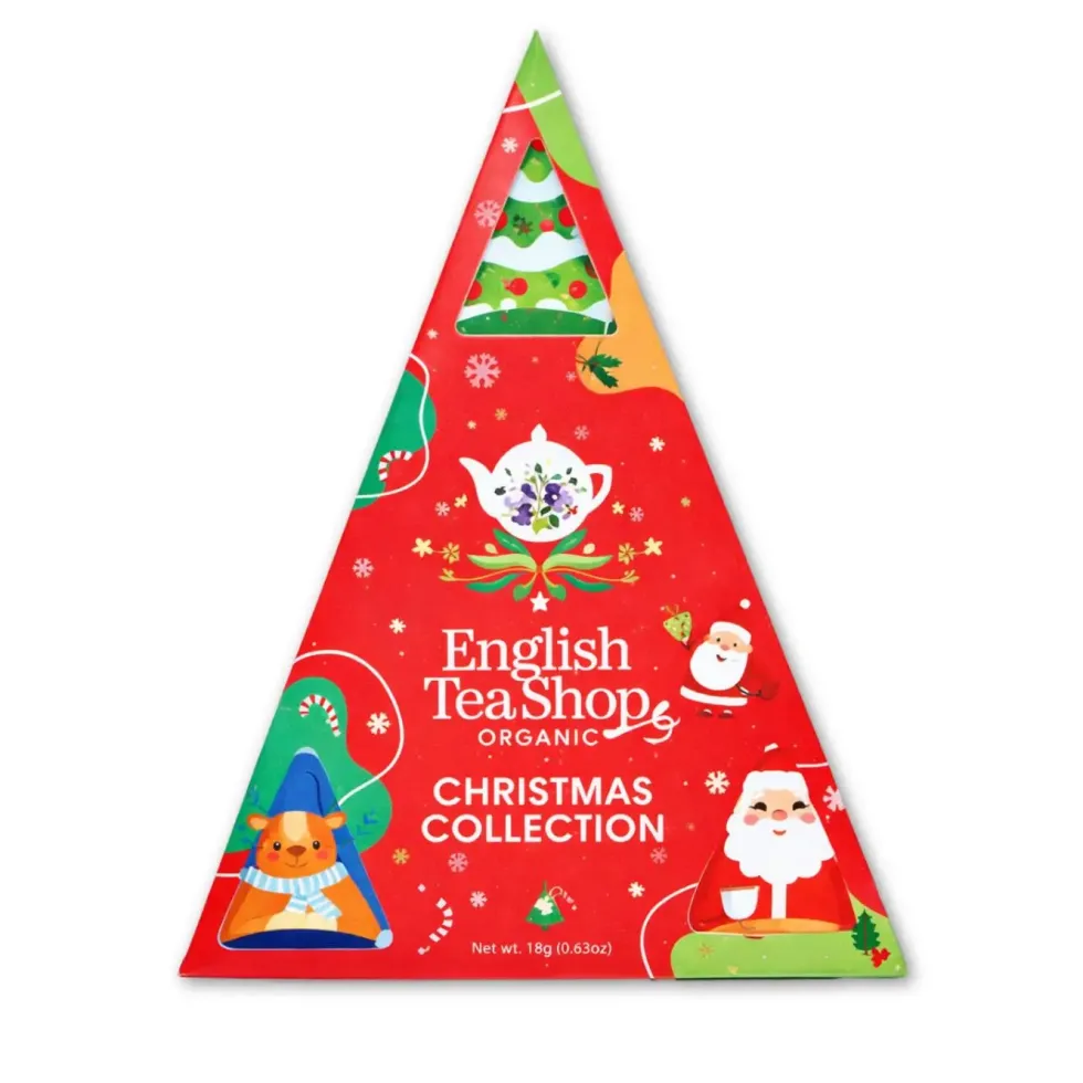 Coffret pyramide de thés bio en sachets English Tea Christmas. Collection - 9 sachets