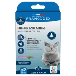 Collier anti-stress pour chat coloris blanc Francodex - Ø 35 cm