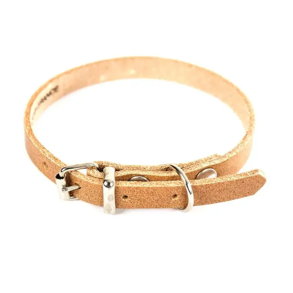 Collier en cuir naturel pour chien 3,1x62 cm