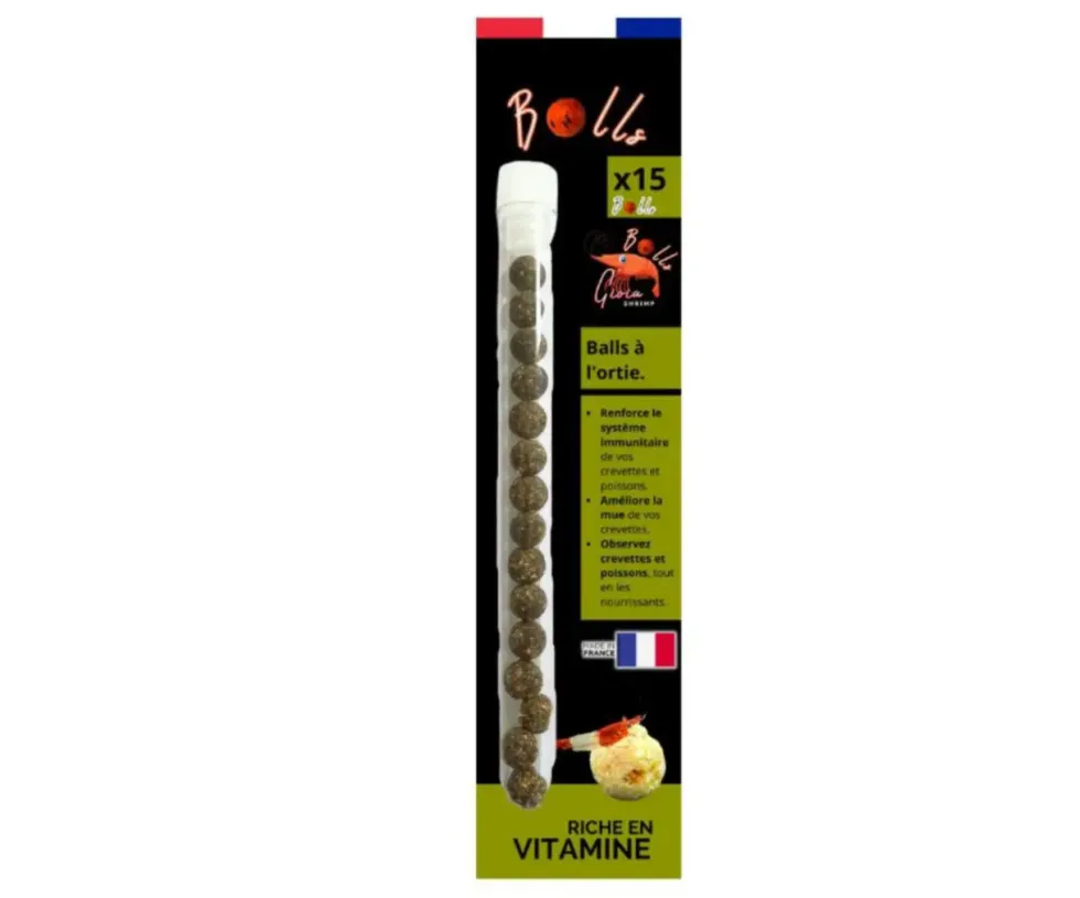 Complément alimentaire pour invertébrés et poissons balls vitamines ortie Gioiashrimp - X 15