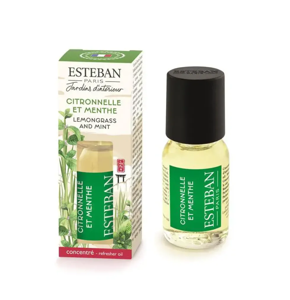 Concentré de parfum en flacon compte-goutte Citronnelle et menthe Esteban - 15 ml