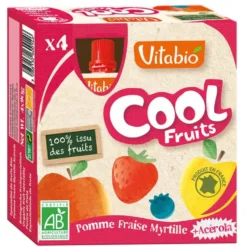 Cool Fruits Bio Pomme-Fraise-Myrtille 4 X 90 G VITABIO