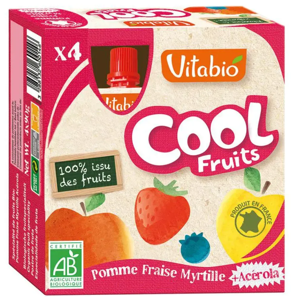 Cool Fruits Bio Pomme-Fraise-Myrtille 4 X 90 G VITABIO