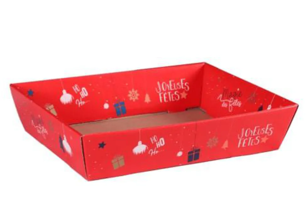 Corbeille Sofia en carton rouge Cav Service - 37 x 28 x 8 cm