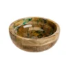 Coupe en bois de manguier à décor de feuillage vert petit modèle - Ø 15 x H 5 cm