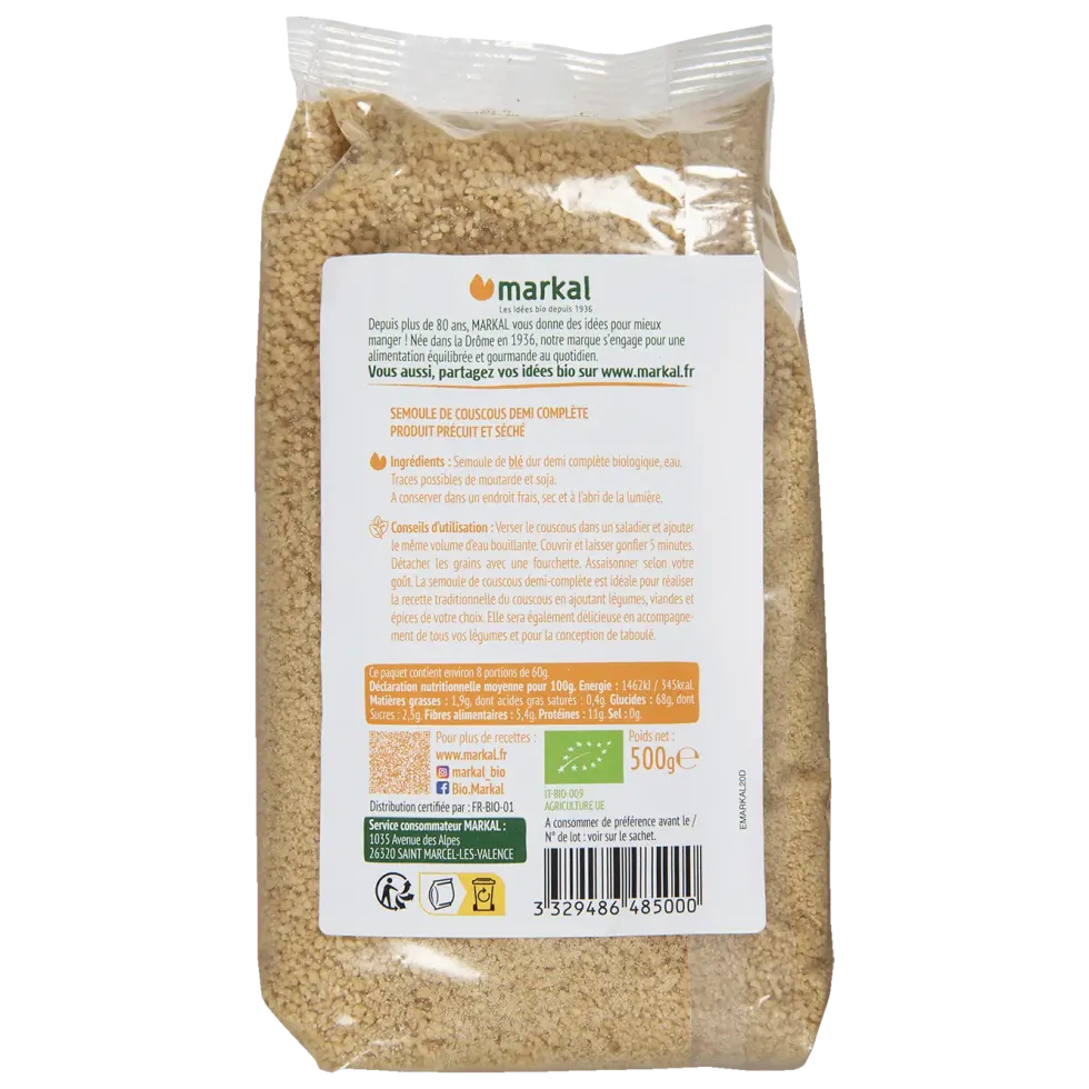 Couscous 1/2 complet bio Markal - 500 g