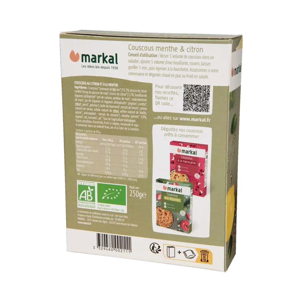 Couscous menthe citron bio Markal - 250 g