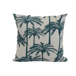 Coussin déco carré en polyester/coton bleu canard Zabeth - 40 x 40 x 15 cm
