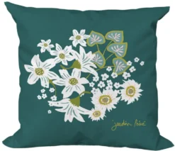 Coussin déco en polyester/coton vert Jardin Privé Guirlande Fleurie - 40 x 40 x 15 cm