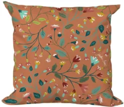Coussin déco en polyester/coton à motifs coloris terra Apolline - 40 x 40 x 15 cm