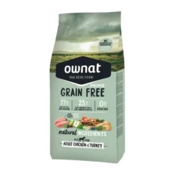 Croquette pour chien adulte au poulet et à la dinde sans céréales Ownat Prime Adult - 12 kg