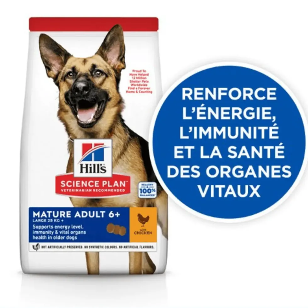 Croquette pour chien mature grande race au poulet Hill's - 12 kg