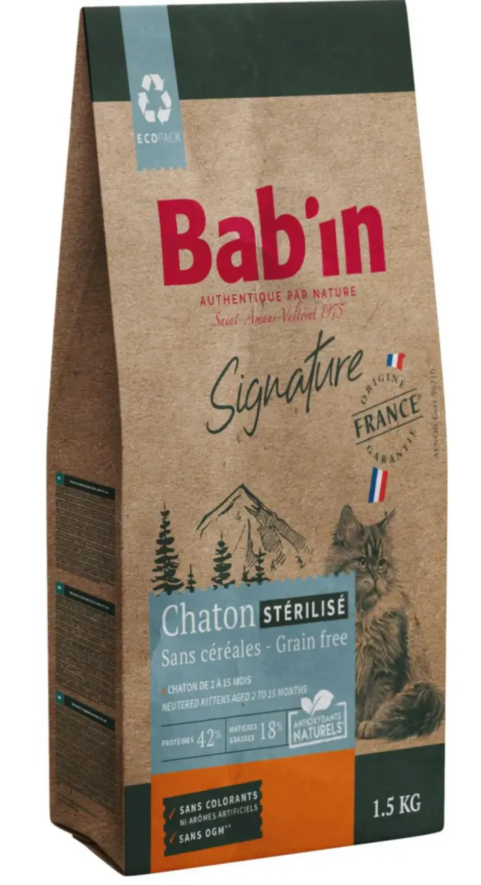 Croquettes pour chaton stérilisé au poulet sans céréales Bab'in Signature - 1,5 kg