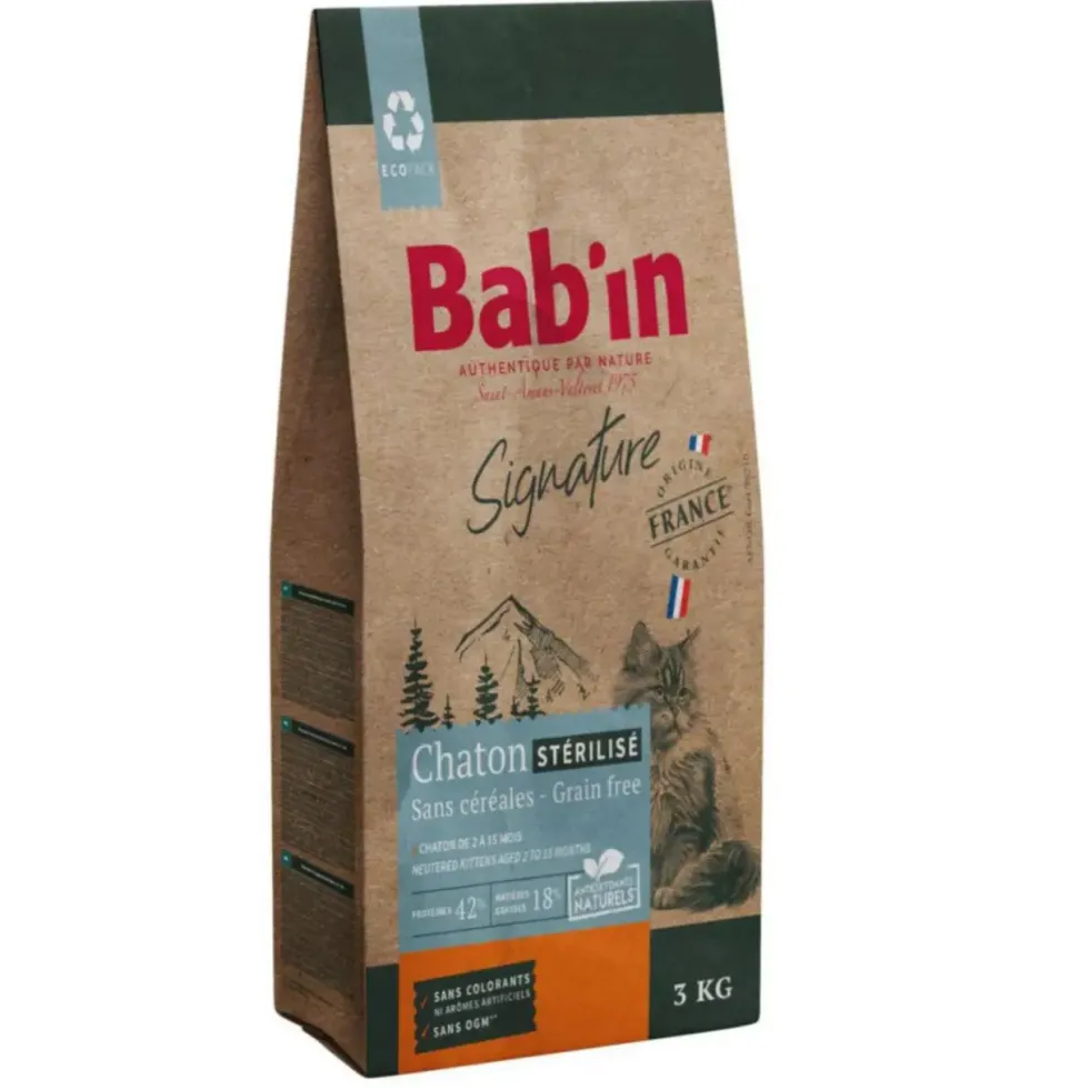 Croquettes pour chaton stérilisé au poulet sans céréales Bab'in Signature - 3 kg
