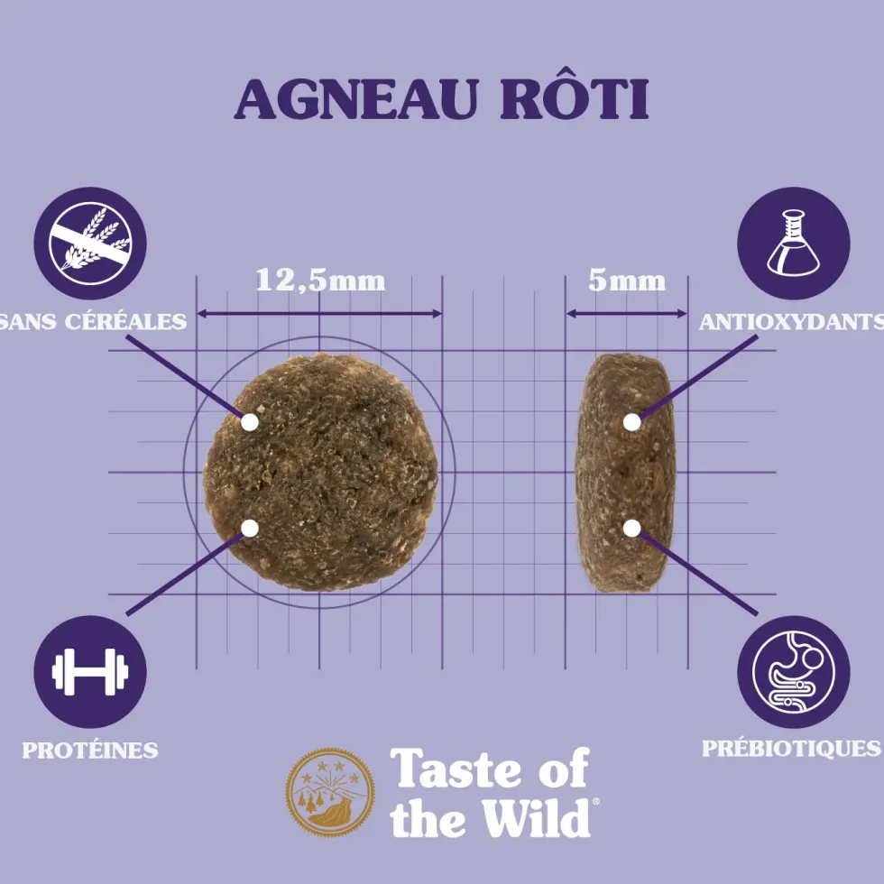 Croquettes pour chien adulte sans céréales agneau rôti Taste of the Wild Sierra Mountain - 2 kg