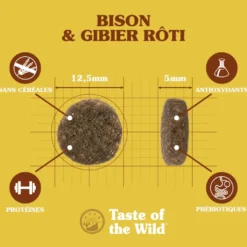 Croquettes pour chien adulte sans céréales bison et gibier rôti Taste of the Wild High Prairie - 5,6 kg