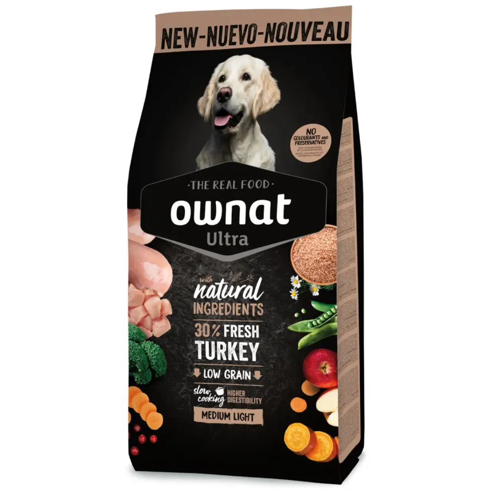 Croquettes pour chien medium light Ownat Ultra - 12 kg