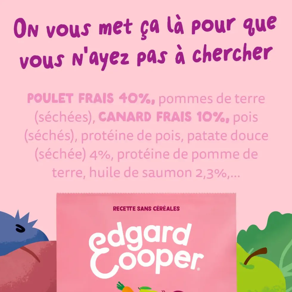 Croquettes pour chiot au canard et au poulet sans céréales Edgard & Cooper - 12 kg