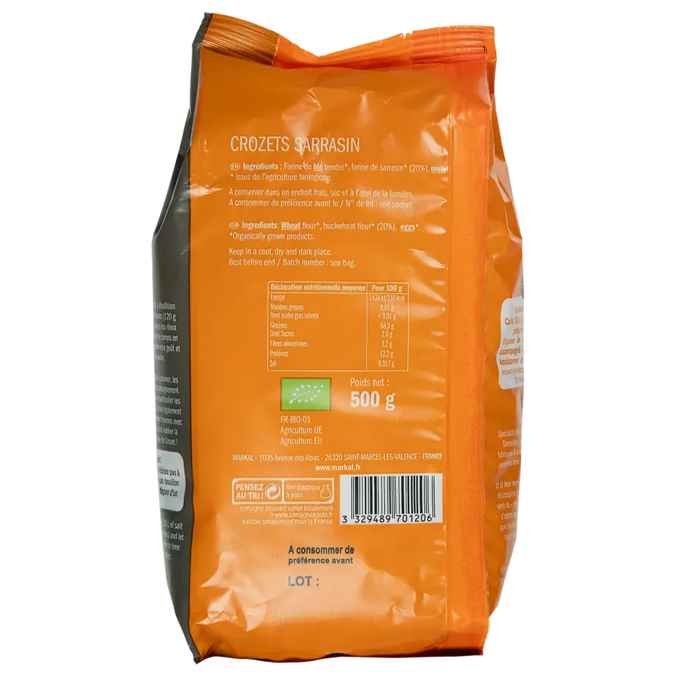 Crozets au sarrasin bio - 500 gr