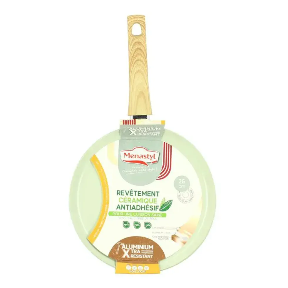 Crêpière Menastyl Colorama induction céladon en aluminium recyclé - Ø 26 cm