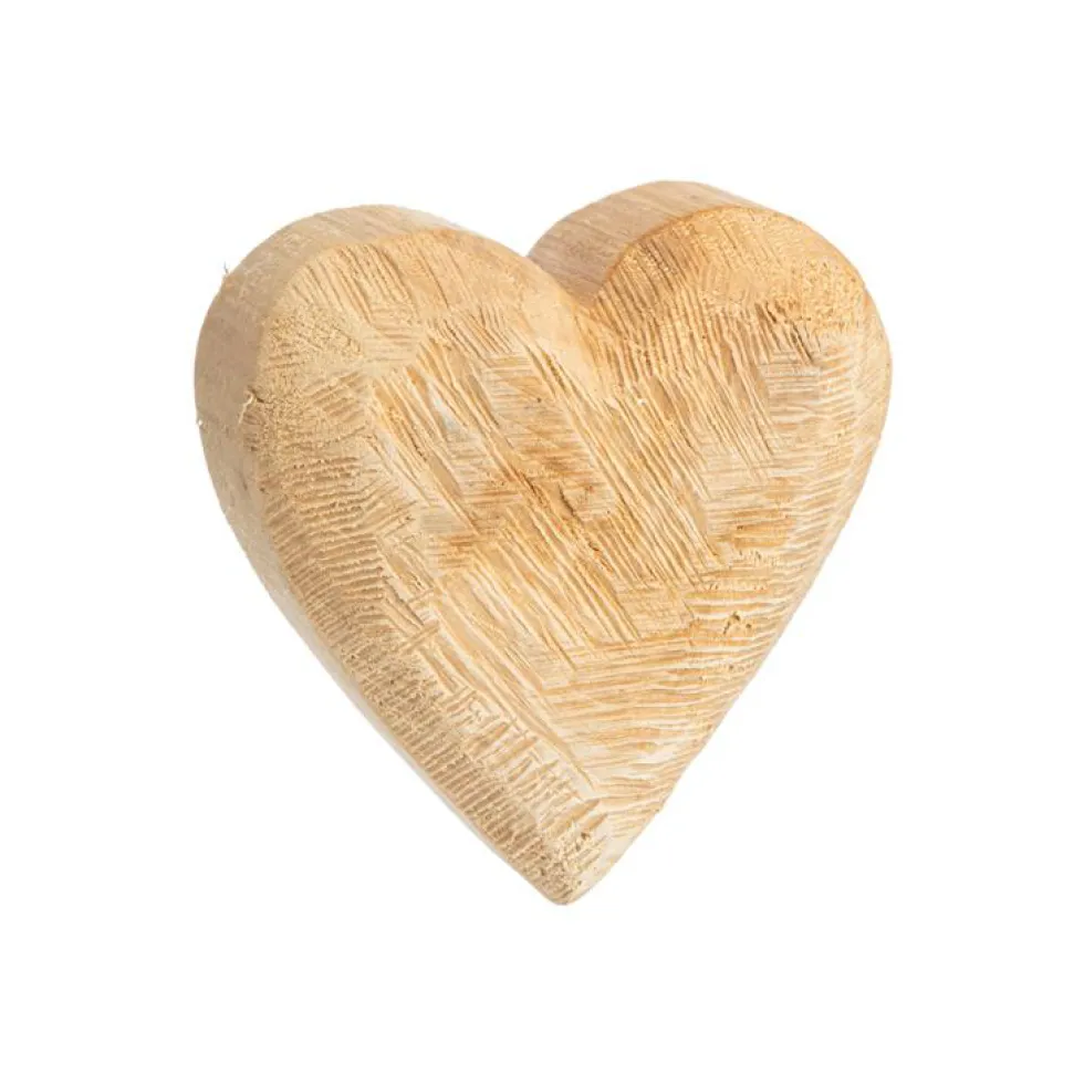 Cœur décoratif en bois naturel de peuplier - 15 x 15 cm