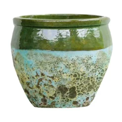 Cuvier en grès émaillé fait-main coloris vert Poterie du Bousquet Léon - Ø 50 x H 49 cm