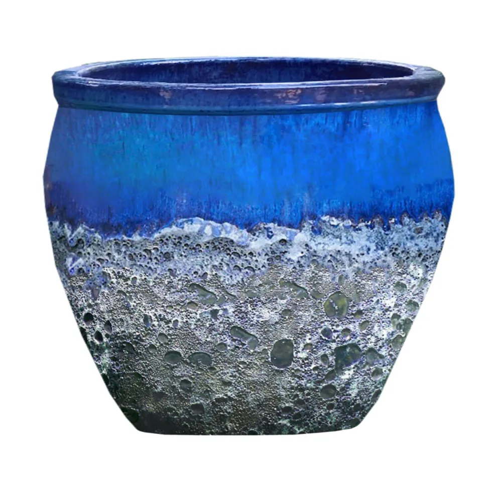 Cuvier en grès émaillé old bleu Decolines Leon - Ø 50 x H 49 cm