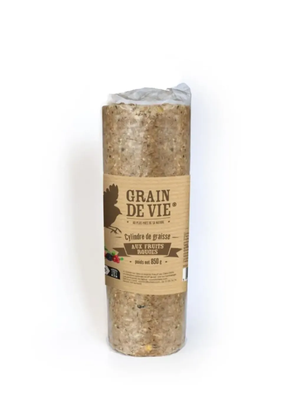 Cylindre de graisse pour oiseaux du ciel aux fruits rouges Grain de Vie - 850 g