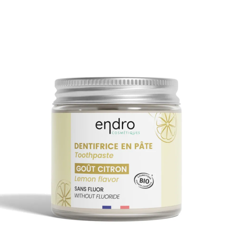 Dentifrice en pâte bio goût citron en pot en verre - 185 g