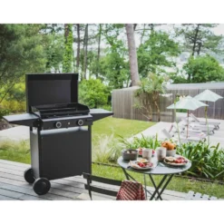 Desserte chariot pour plancha Origin fermé 60 coloris noir en acier Forge Adour Origin - 83,2 x 128,6 x 55,8 cm