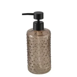 Distributeur à savon en verre beige et pompe noire Bruka - 8 x 8 x H 20 cm