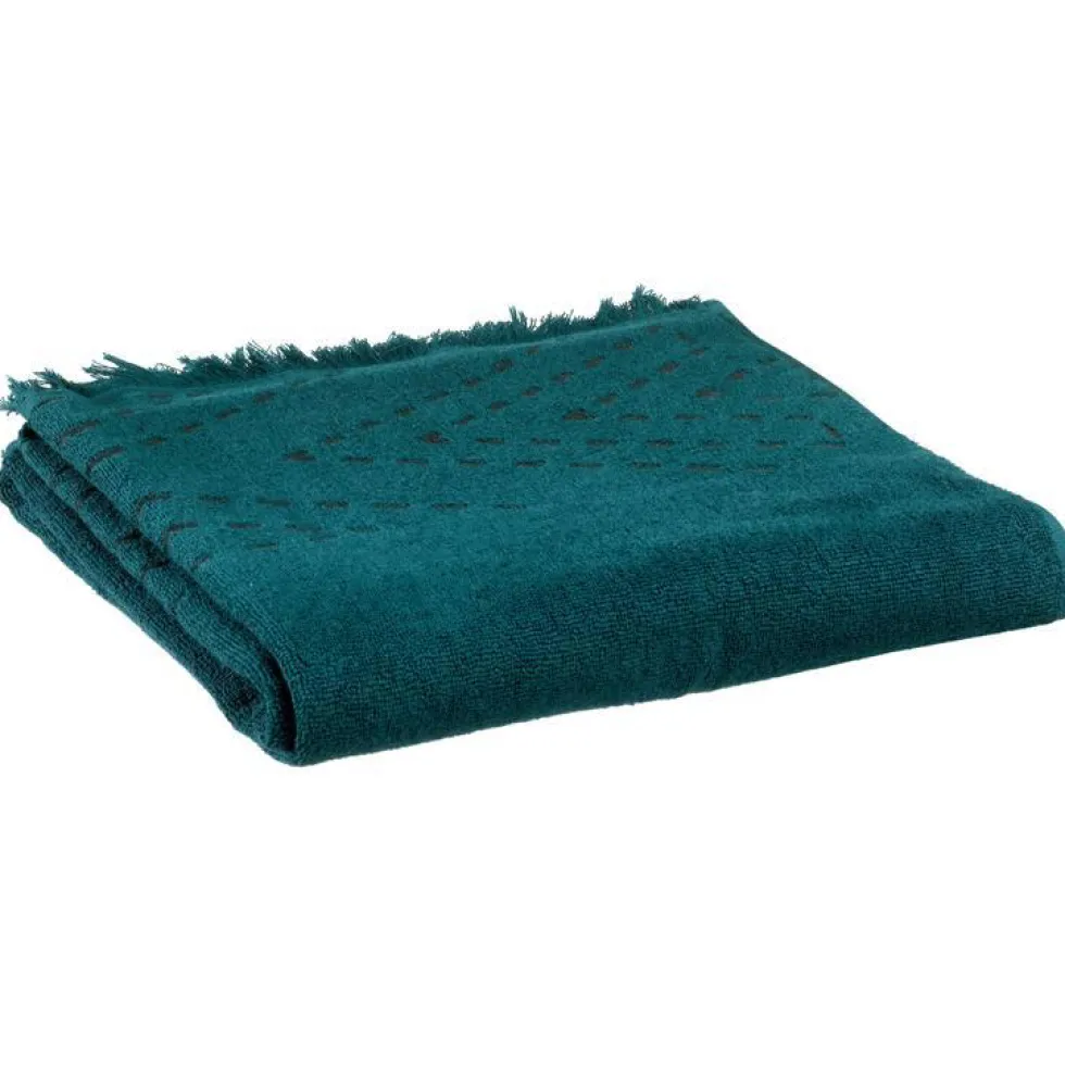 Drap de douche en coton coloris pétrole Julia - 70 x 140 cm