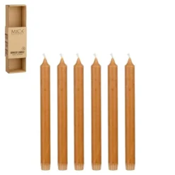 Ensemble de 6 bougies flambeau marron - Ø 2,2 x H 25 cm