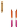 Ensemble de 2 bougies flambeau dipdye orange - Ø 2,2 x H 25 cm