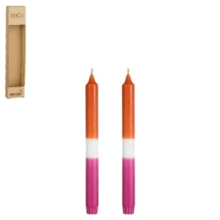 Ensemble de 2 bougies flambeau dipdye orange - Ø 2,2 x H 25 cm