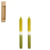 Ensemble de 2 bougies flambeau dipdye vert clair - Ø 2,2 x H 25 cm