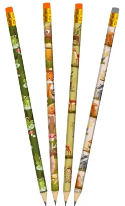 Ensemble de 4 crayons à papier thème Les animaux de la forêt Cartedart - 19,5 cm