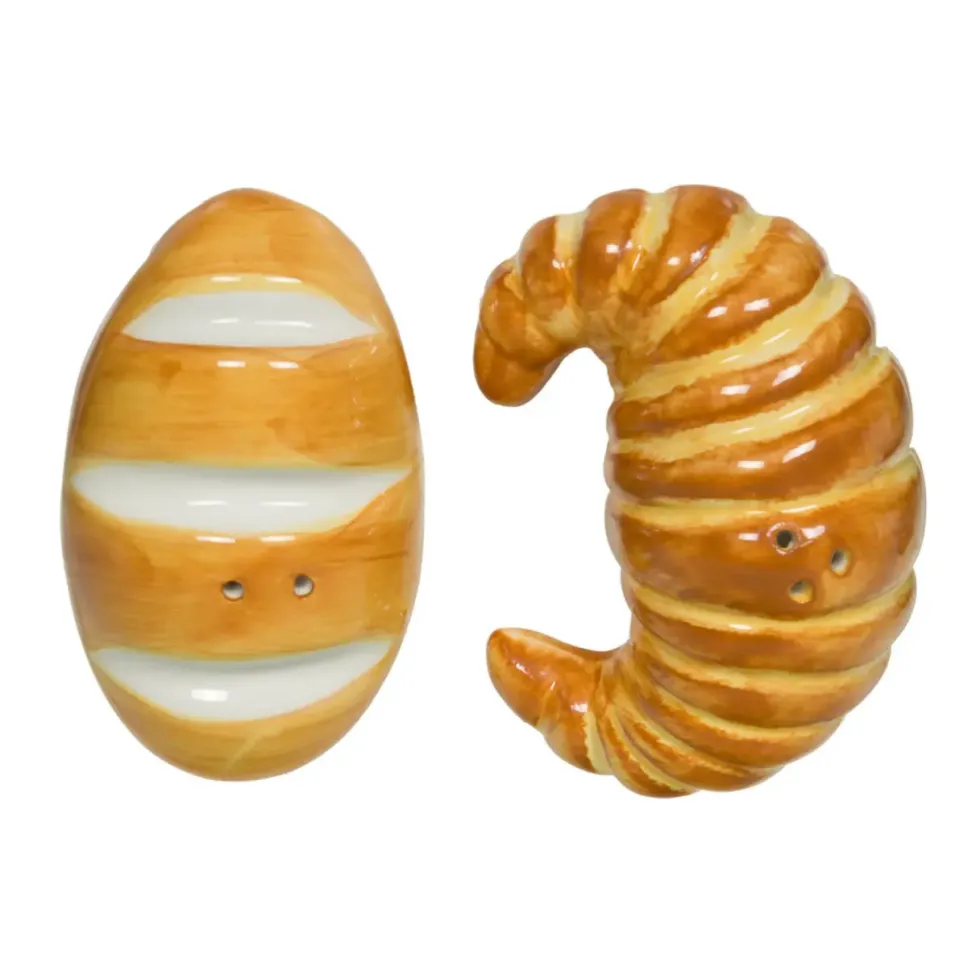 Ensemble salière et poivrière Petit Déj’ croissant et baguette - 6 x 3,5 x 9 cm