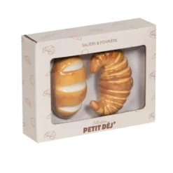 Ensemble salière et poivrière Petit Déj’ croissant et baguette - 6 x 3,5 x 9 cm