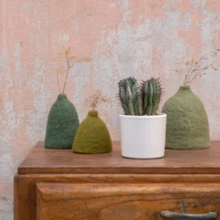 Euphorbia en pot blanc émaillé H 10 x Ø 10 cm