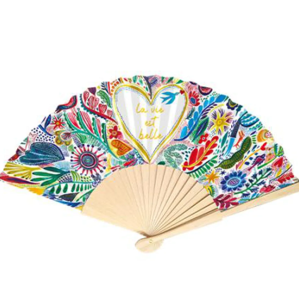 Eventail la vie est belle coloris multicolore Cartes d'Art - 23 x 42 cm