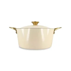 Faitout Menastyl Dahlia beige en aluminium recyclé - Ø 24 cm