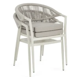 Fauteuil crème en aluminium et corde Bizzotto Millor - 57 x 61 x 78 cm