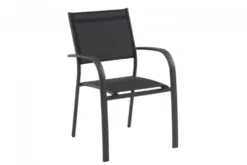 Fauteuil de jardin en aluminium, textilène anthracite CREADOR Tosca