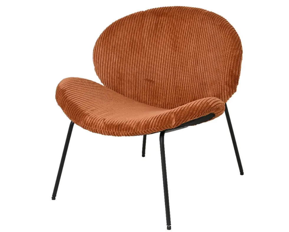 Fauteuil d'intérieur marron en velours côtelé - 72 x 67,5 x 73,5 cm