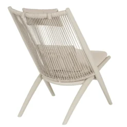 Fauteuil lounge sable en aluminium et corde Bizzotto Aloha - 66 x 84 x 98 cm