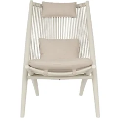 Fauteuil lounge sable en aluminium et corde Bizzotto Aloha - 66 x 84 x 98 cm
