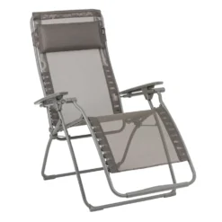 Fauteuil relax en tube acier titane et toile Batyline Graphite Lafuma Futura - 71 x 83 x 113 cm